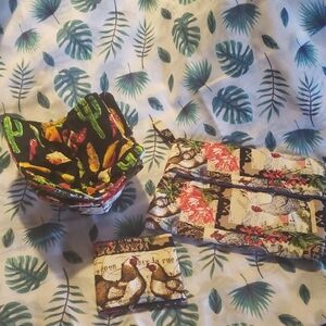 Colorful Fabric Bowl Cozy and Pouches Set